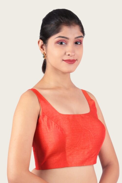 Red Sleeveless Padded Saree Blouse