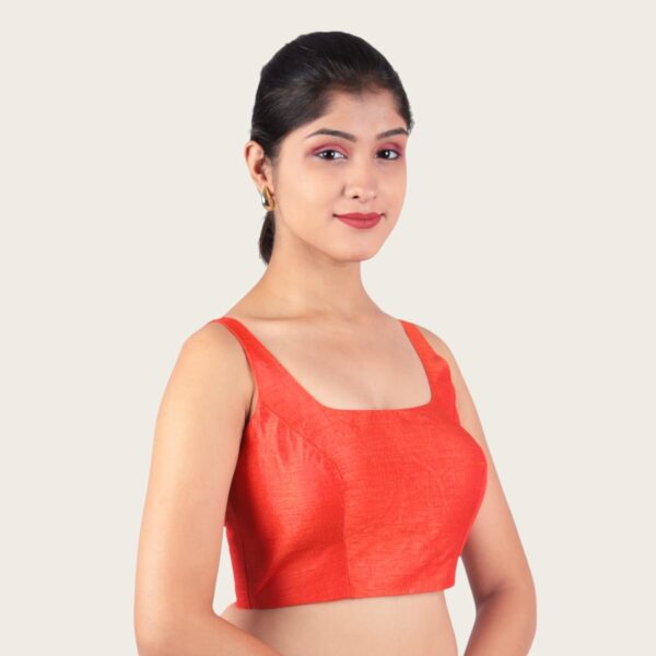 Red Sleeveless Padded Saree Blouse