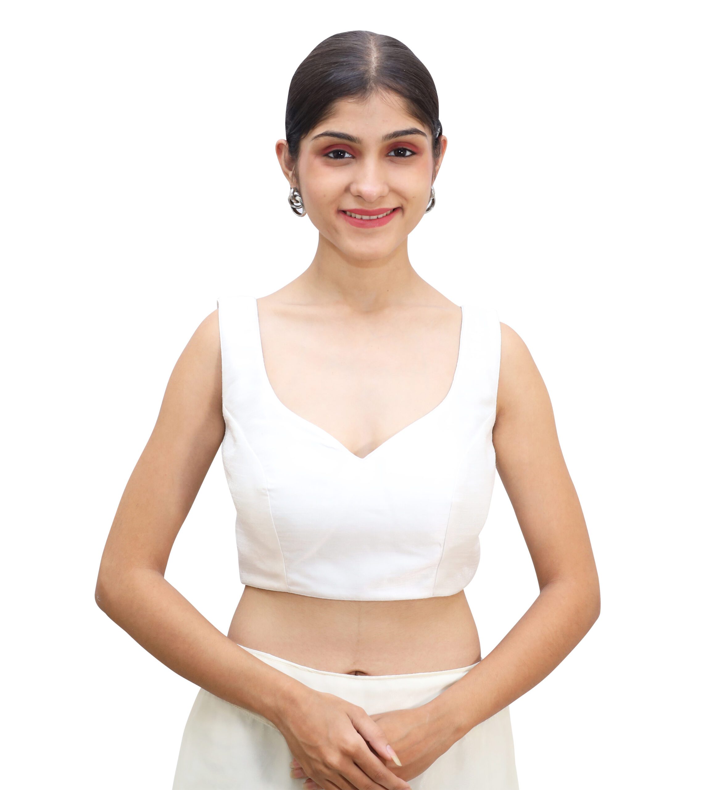 2-scaled-1.jpg Elegant White Sleeveless Sweetheart Blouse - Image 1